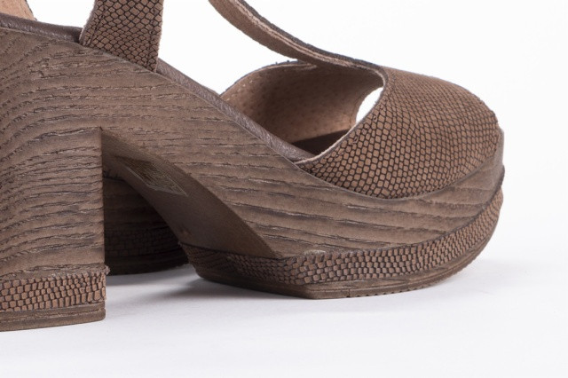 Sandales à talon et plateforme en bois - Marron - Lince