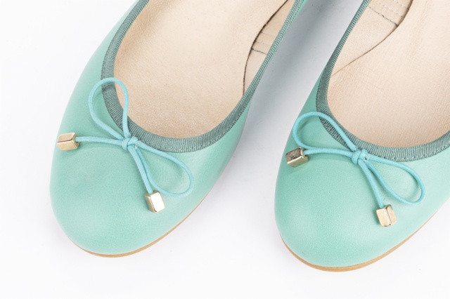 Ballerines en cuir - Turquoise - Lince