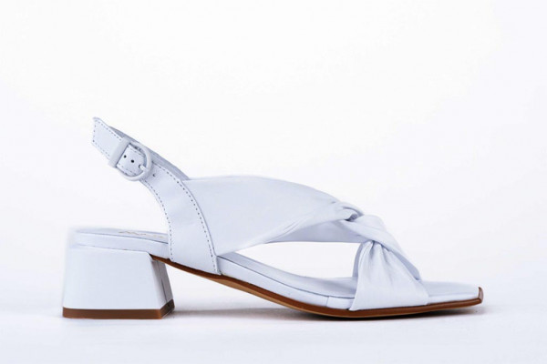 Sandales confortables à talon carré à brides croisées - Blanc - Lince