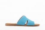 Mules plates en daim - Turquoise - Lince