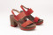 Sandales à talon et plateforme en bois en cuir fantaisie - Rouge - Lince