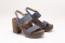 Sandales à talon et plateforme en bois en cuir fantaisie - Bleu - Lince