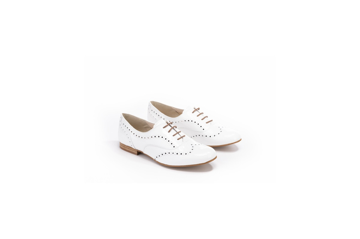 Derbies en cuir verni - Blanc - Lince