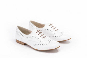 Derbies en cuir verni - Blanc - Lince