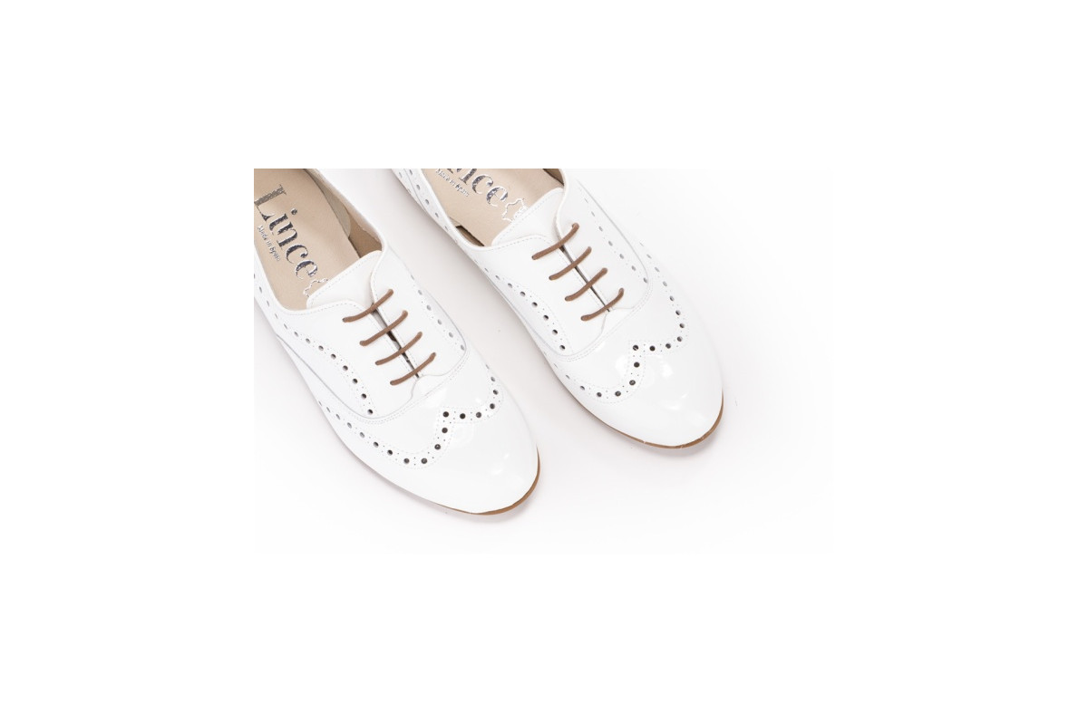 Derbies en cuir verni - Blanc - Lince