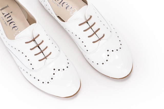 Derbies en cuir verni - Blanc - Lince