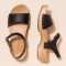 Sandales confortables véganes à plateforme en bois de pin naturel - Noir - El naturalista