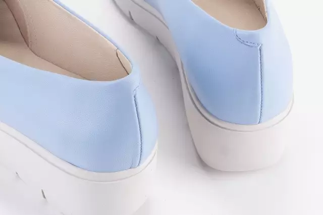 Chaussures compensées en cuir - Bleu Ciel - Lince