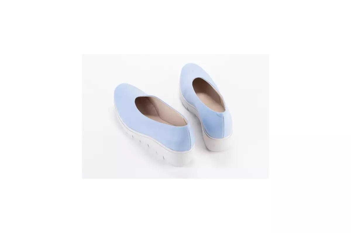 Chaussures compensées en cuir - Bleu Ciel - Lince