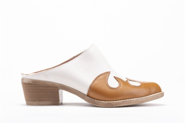 Mules à talon style santiags - Blanc - Lince