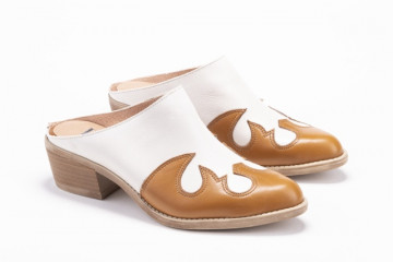 Mules à talon style santiags - Blanc - Lince