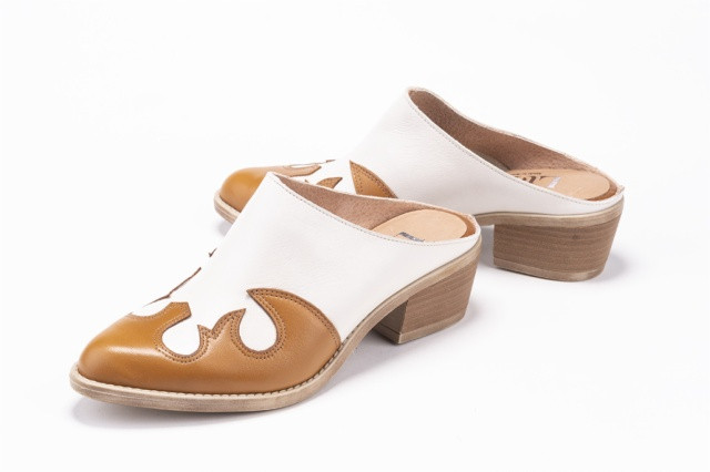 Mules à talon style santiags - Blanc - Lince