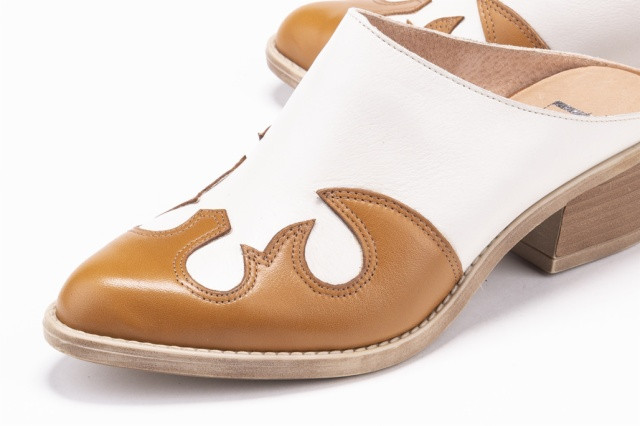 Mules à talon style santiags - Blanc - Lince