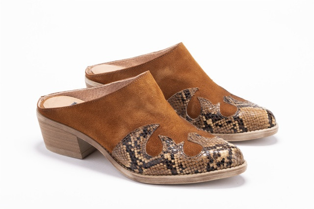 Mules à talon style santiags - Cuivre - Lince