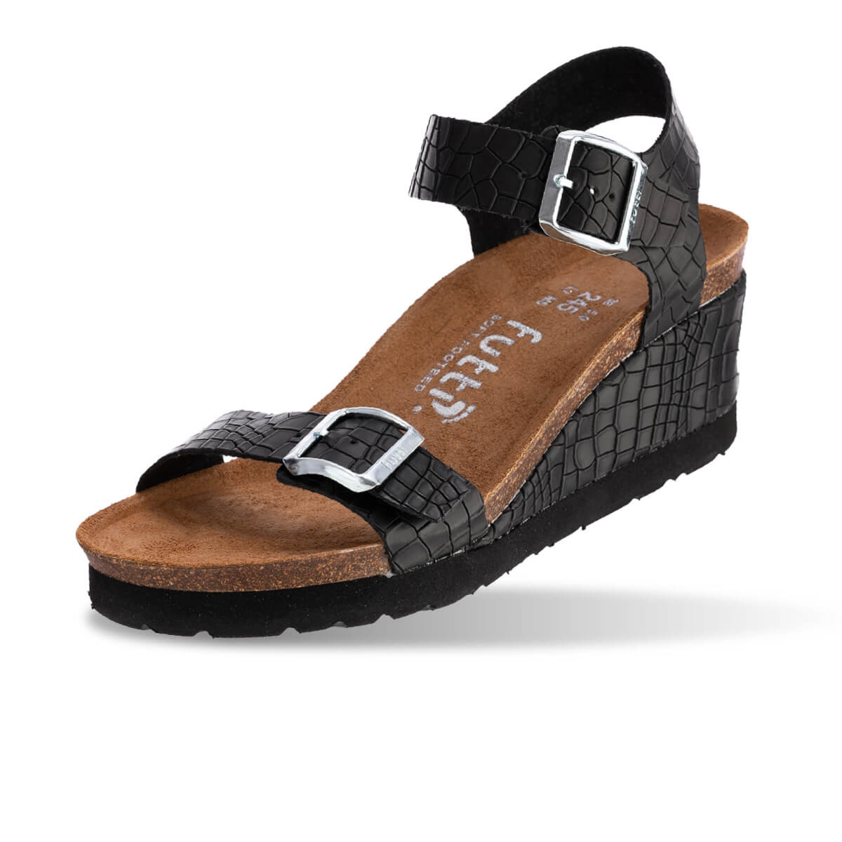 Sandales confortables compensées fantaisie - Noir - Futti