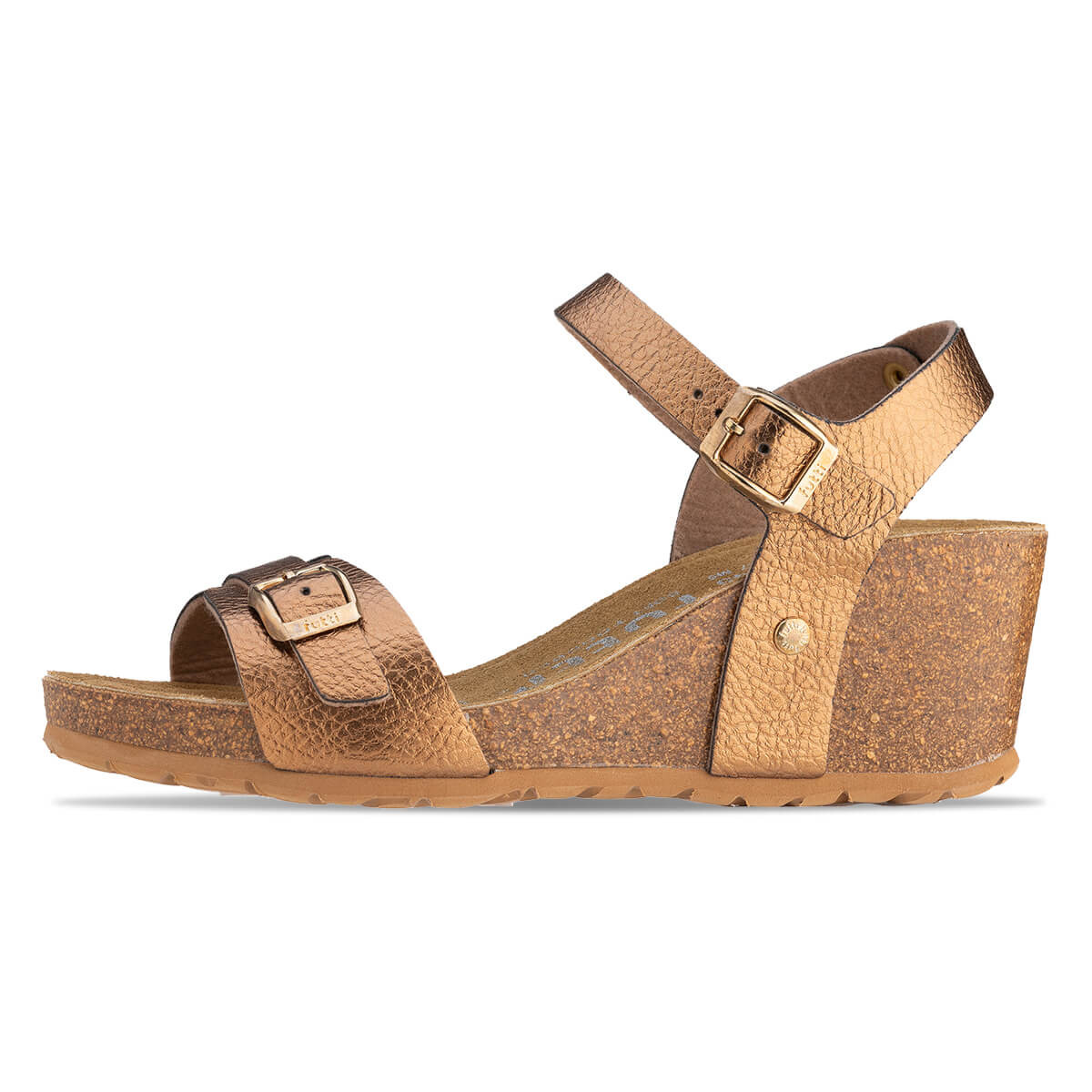 Sandales confortables compensées à talon en liège - Bronze - Futti