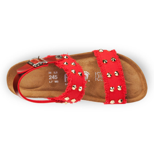Sandales confortables plates en tissu à rivets - Rouge - Futti