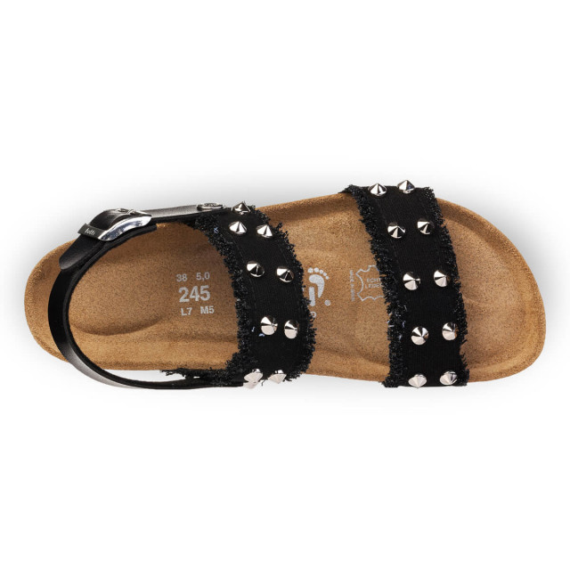Sandales confortables plates en tissu à rivets - Noir - Futti