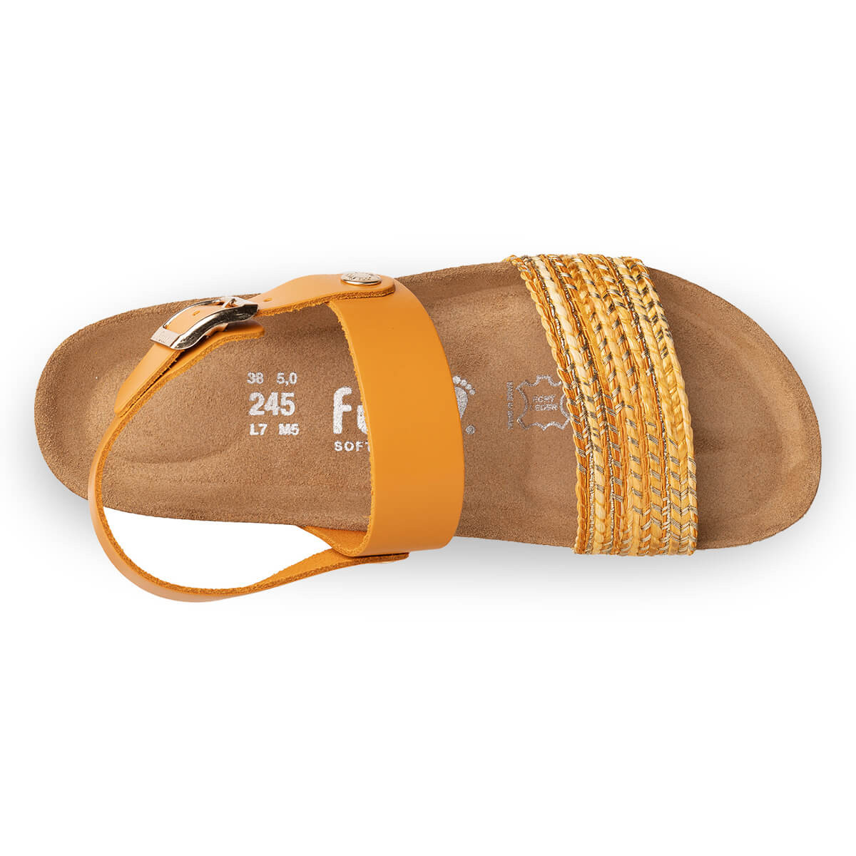 Sandales confortables plates à bride tressée en raphia - Jaune - Futti