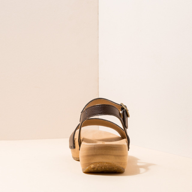 Sandales confortables véganes à plateforme en bois de pin naturel - Marron - El naturalista
