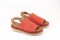 Sandales plates en daim et en raphia tricolore - Corail - Lince