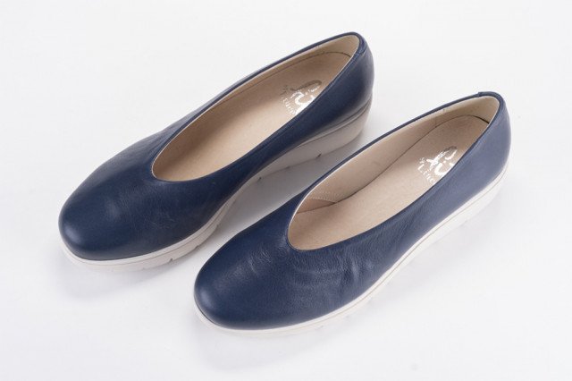 Chaussures compensées en cuir - Bleu - Lince