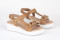 Sandales confortables compensées en cuir ornées d'une chaîne - Marron - Lince