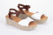 Sandales compensées à talon effet bois - Blanc - Lince