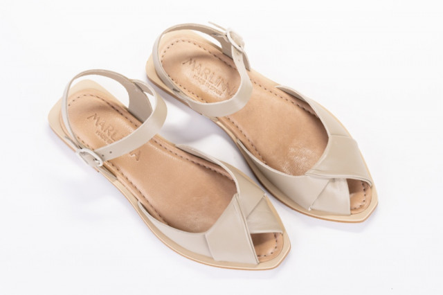 Sandales confortables plates à bout croisé - Taupe - Lince