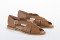 Sandales confortables plates en cuir à lanières croisées - Marron - Lince