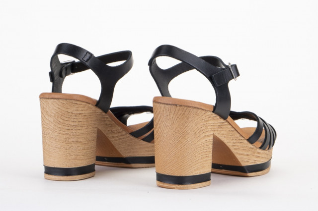 Sandales à talon en bois - Noir - Lince