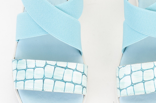 Sandales confortables compensées à brides croisées élastiques - Turquoise - Lince