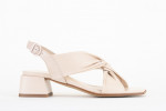 Sandales à talon carré à brides croisées - Beige - Lince