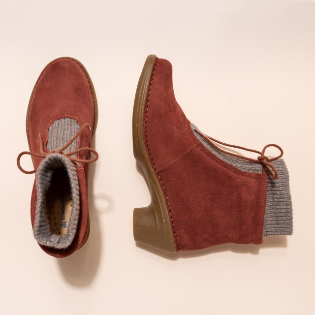 Bottines à talon doublée de laine - Rouge - El naturalista