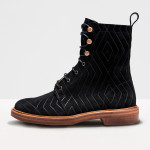 Bottines à lacets en cuir suédé fantaisie - Noir - Neosens