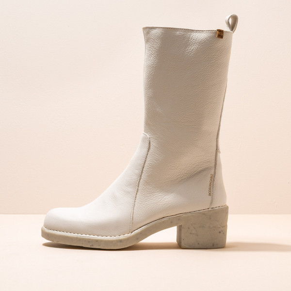 Bottes mi-hautes à talon en cuir bioquick - Blanc - El naturalista