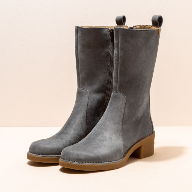 Bottes mi-hautes à talon en cuir doux - Bleu Gris - El naturalista