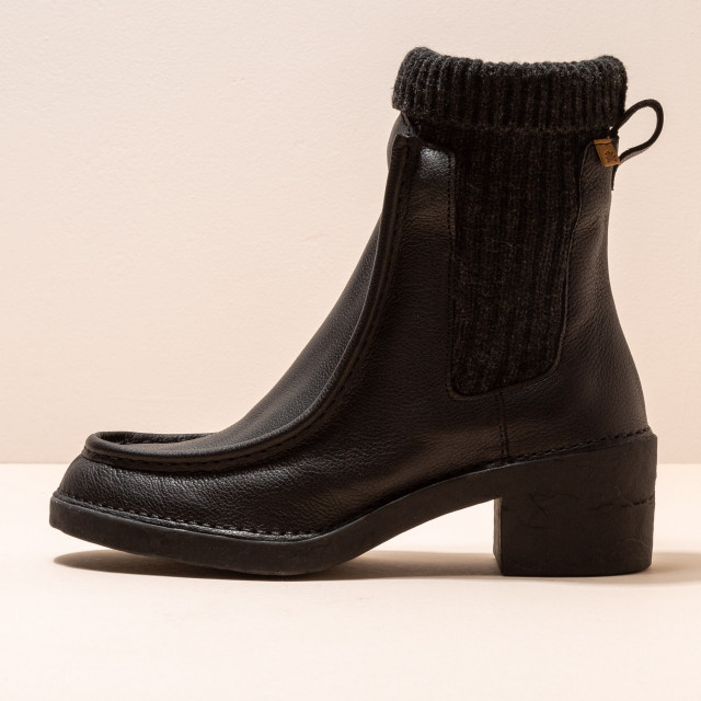 Bottines à talon à chaussette en laine - Noir - El naturalista