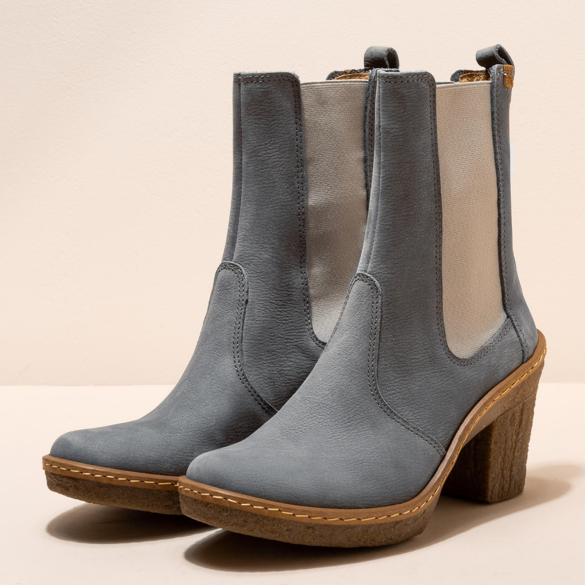 Bottines chelsea à talon recyclé - Bleu Gris - El naturalista