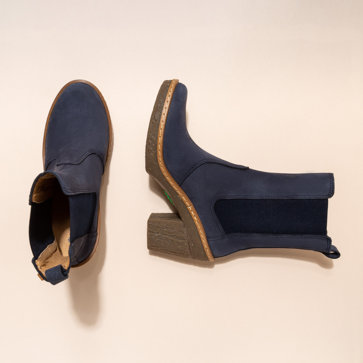 Bottines chelsea à talon recyclé - Bleu Marine - El naturalista