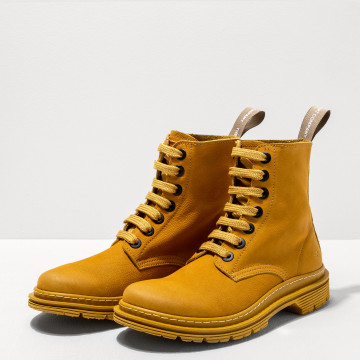 Bottines à lacets style rangers en nubuck - Jaune - art