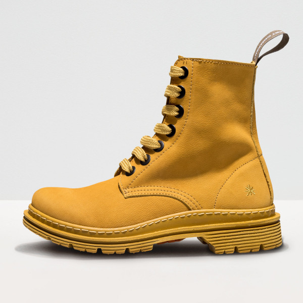 Bottines à lacets style rangers en nubuck - Jaune - art