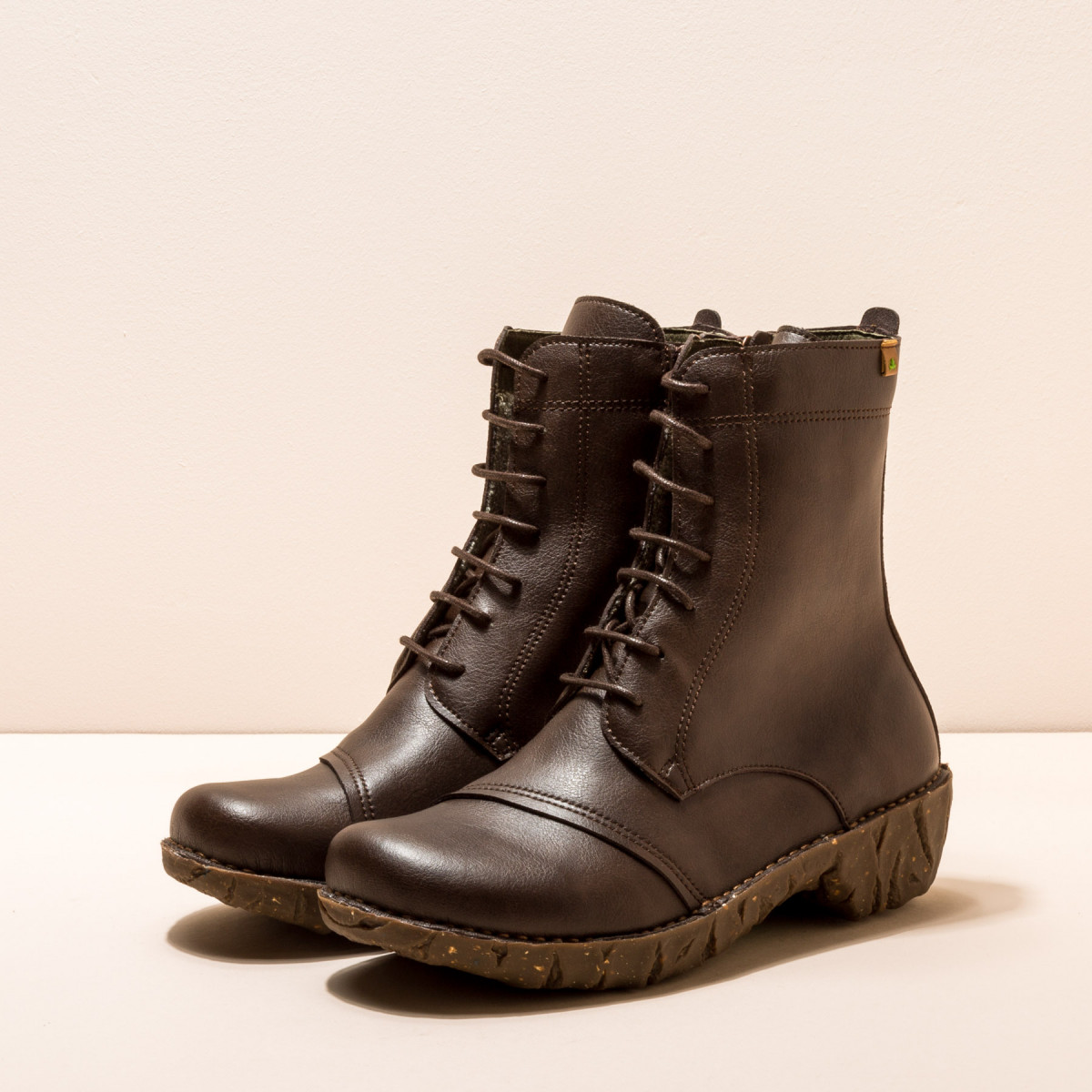 Bottines à lacets vegan style rangers - Marron - El naturalista