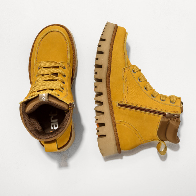 Bottines à lacets en nubuck à semelles crantées - Jaune - art