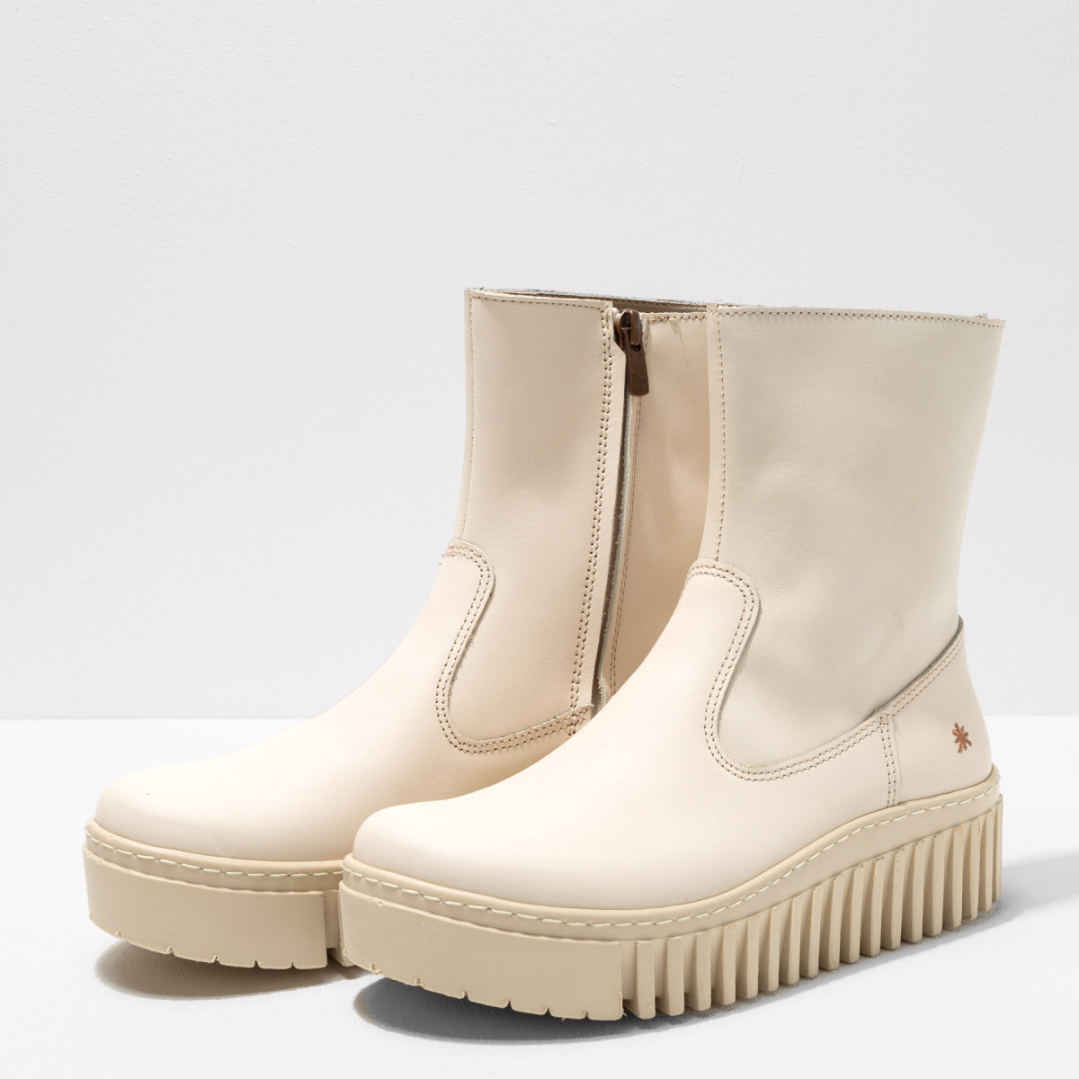 Bottines plateforme en cuir - Blanc - art