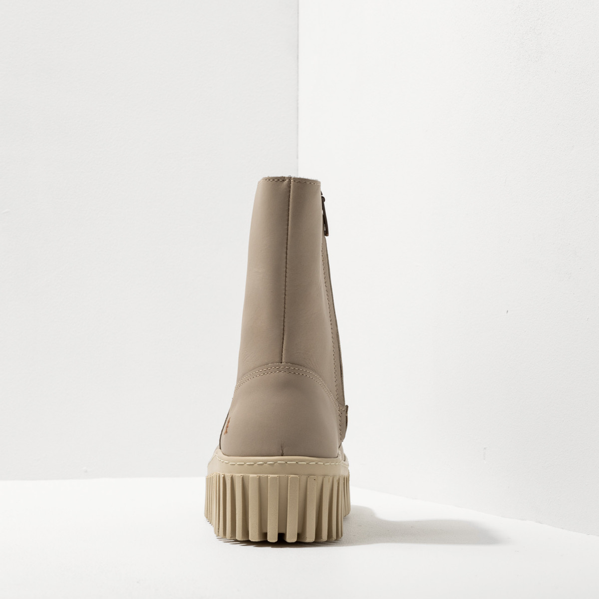 Bottines plateforme en cuir - Beige - art