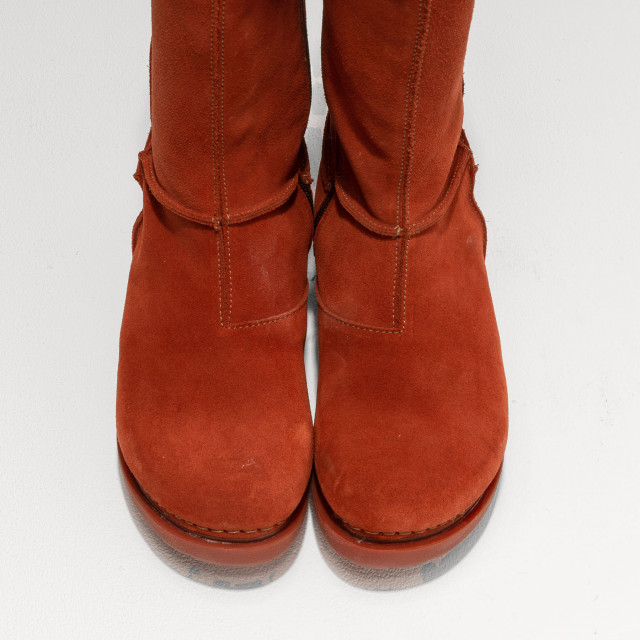 Bottes plateforme en cuir suédé - Rouge - art