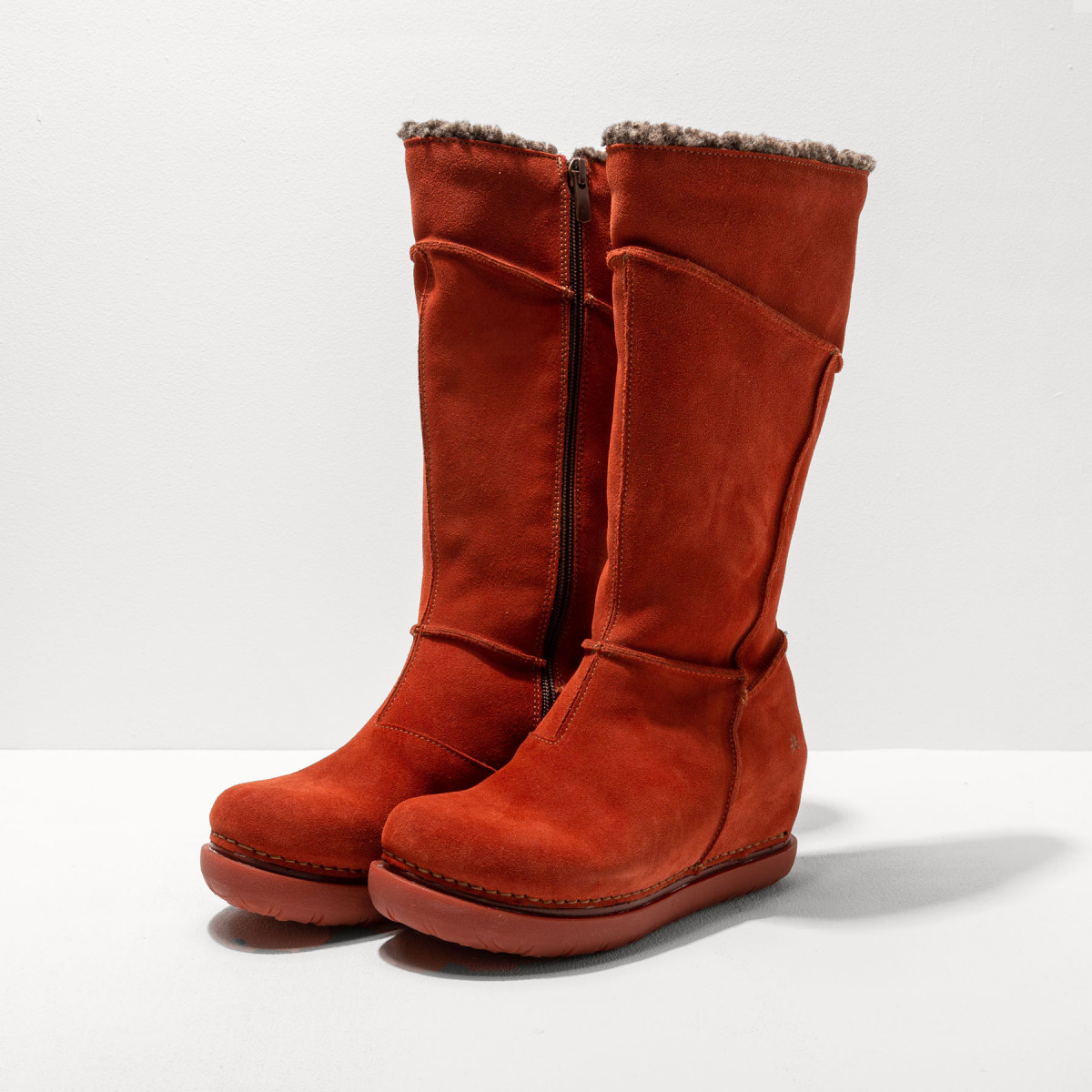 Bottes plateforme en cuir suédé - Rouge - art