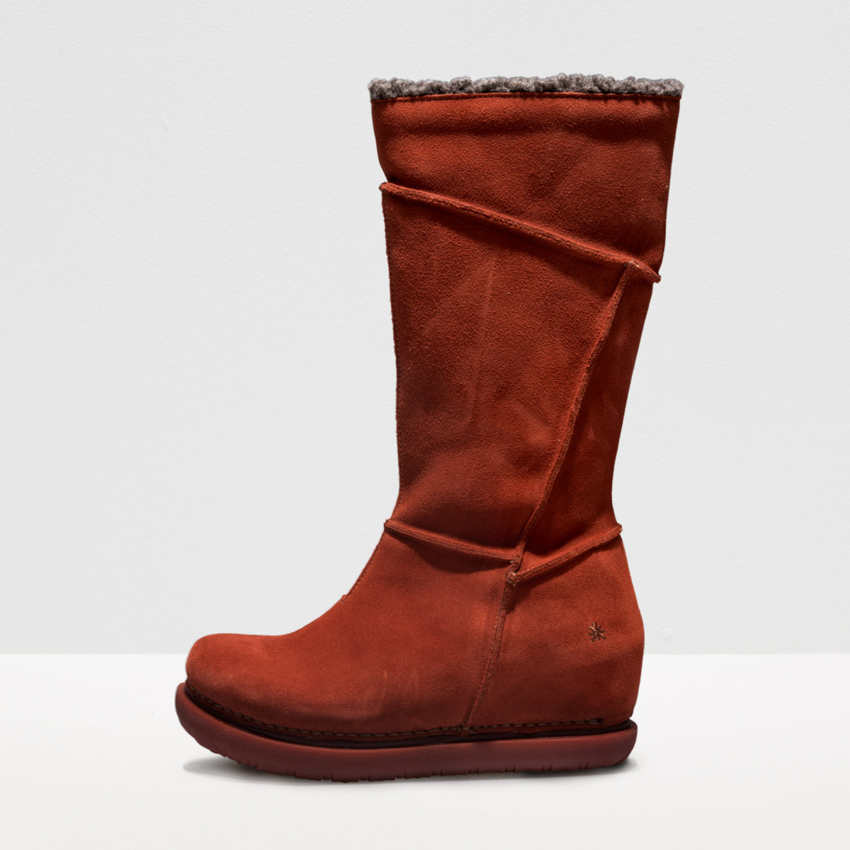 Bottes plateforme en cuir suédé - Rouge - art