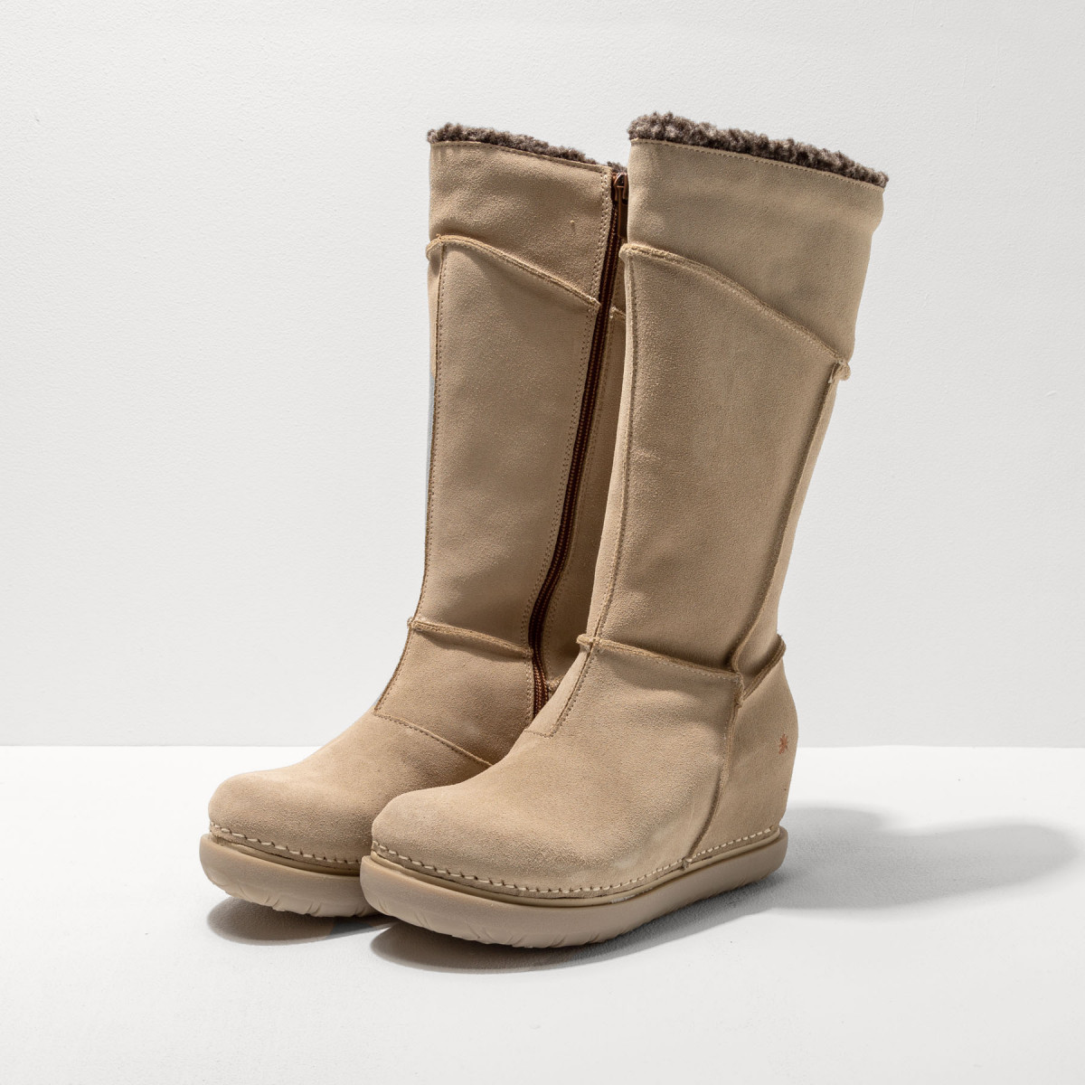 Bottes plateforme en cuir suédé - Beige - art